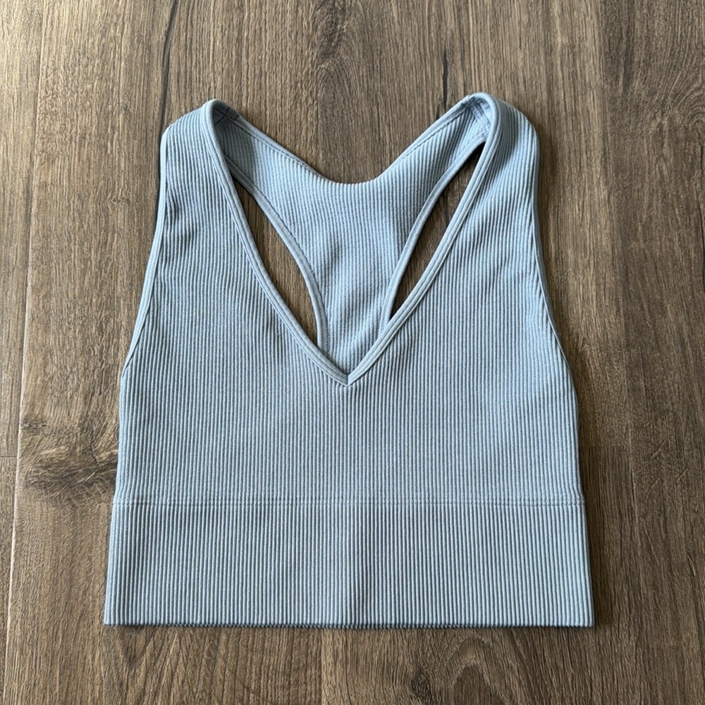 Gilly Hicks Razor Back Plunge Tank Top in Dusty Blue
